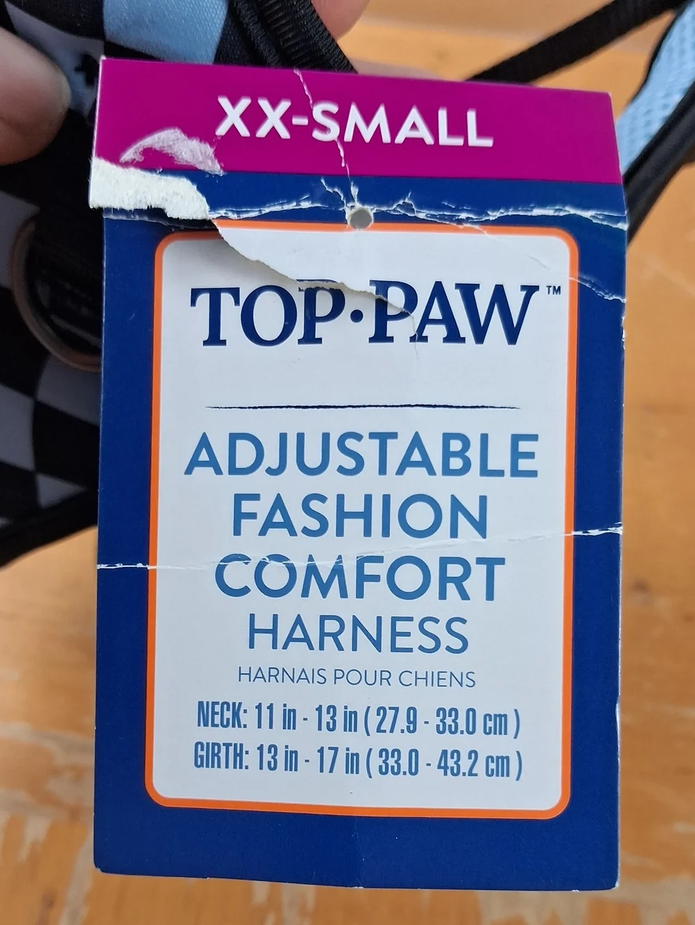 Top Paw Adjustable Fashion Comfort Blue & Black Checkered XXSmall Dog Harness